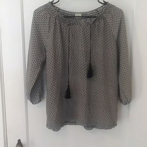 Ecru | 100% Silk Patterned Blouse